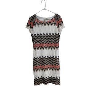 Tacera Zigzag Mini Dress in Black, White, and Pink